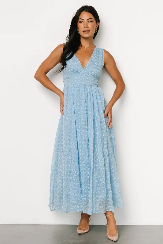 Thalia Embroidered Tank Midi Dress | Blue Best midi dresses for formal events