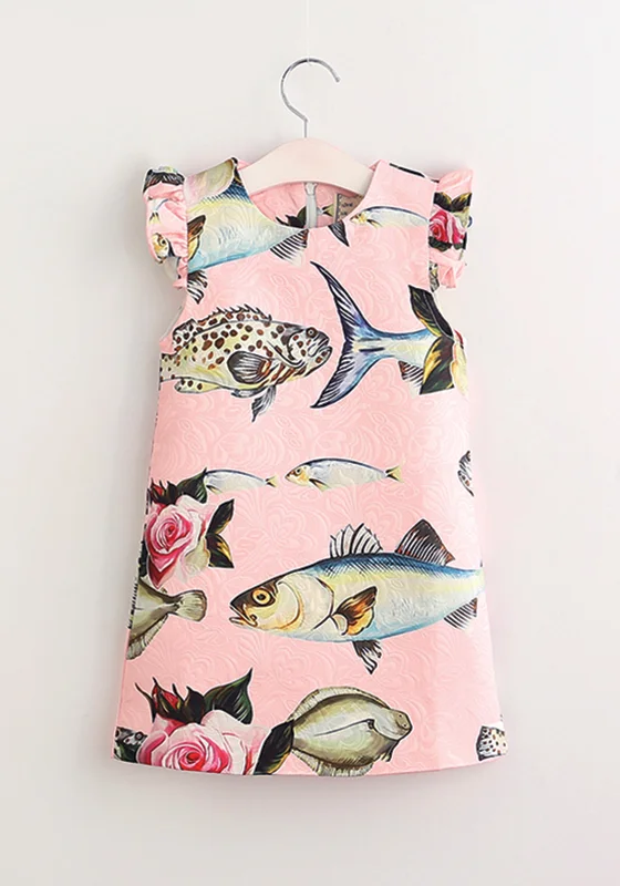 Fish Print Dress Boho floral dresses