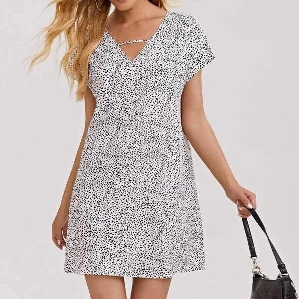 Dalmatian Print Keyhole Dress Best floral dresses for tall women