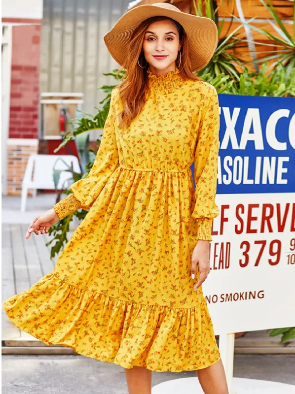 Women's Spring Casual Floral Long Sleeve Dress Summer floral dresses