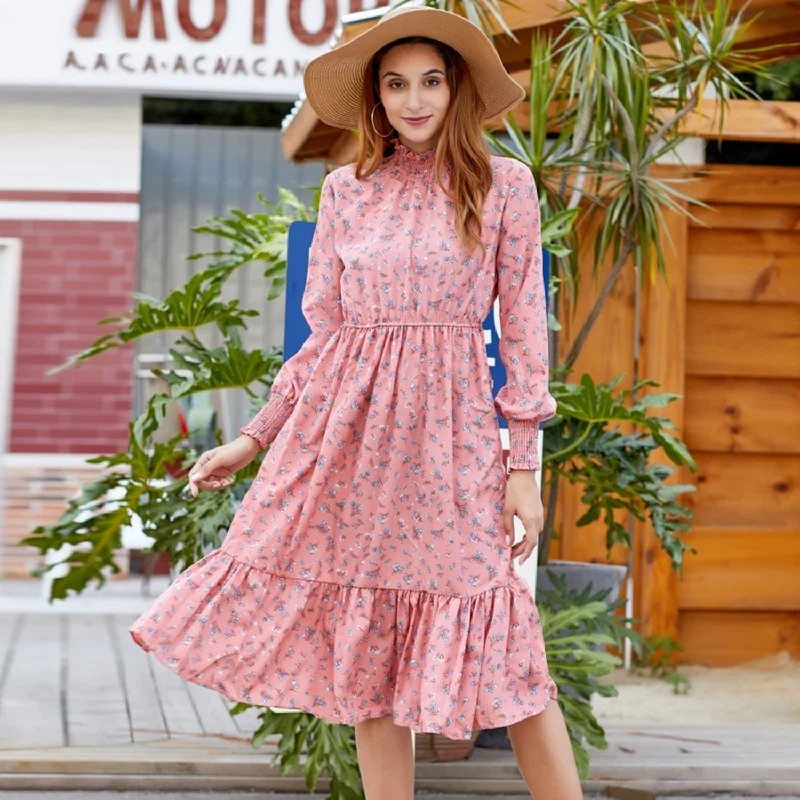 Women's Spring Casual Floral Long Sleeve Dress Beach floral dresses