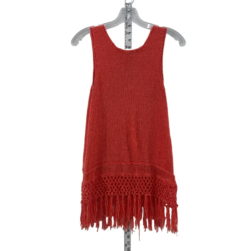 Cato Women's Fire Red Fringe Trim Sweater Knit Tank Mini Dress Size S Mini Skirt Trendy