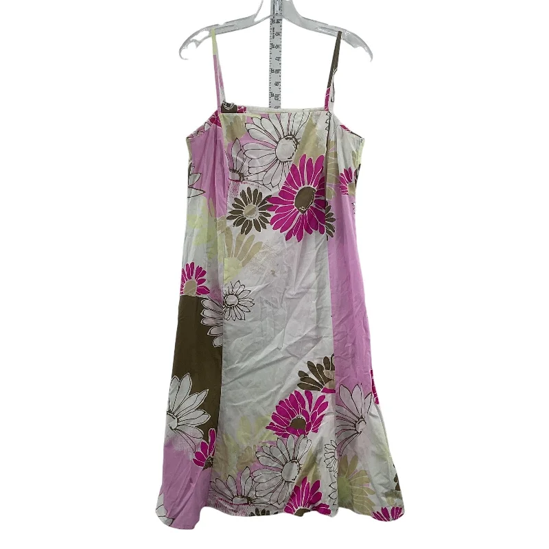 FROM Vestebene Pink White Floral Womens Mini Cotton Sundress, Size 12 - Preowned Mini Skirt with Belt