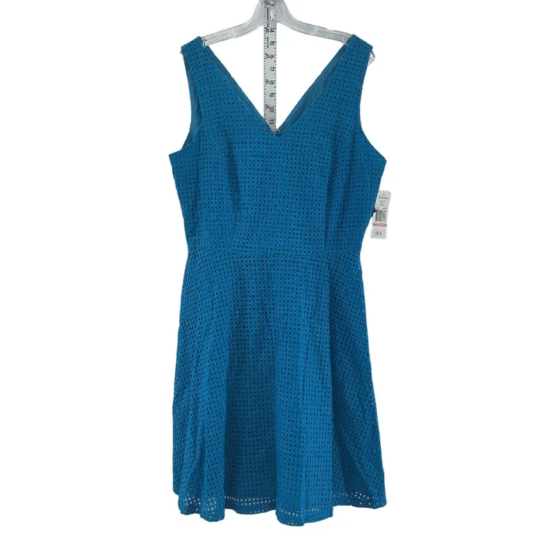 NWT Sharagano Women's Blue Eyelet Mesh Short A-Line Dress Size 10 High-Waist Skirt Look