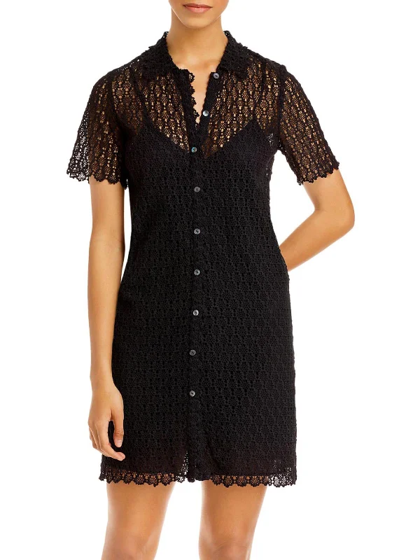 Pina Womens Lace Mini Shirtdress Cozy Mini Skirt