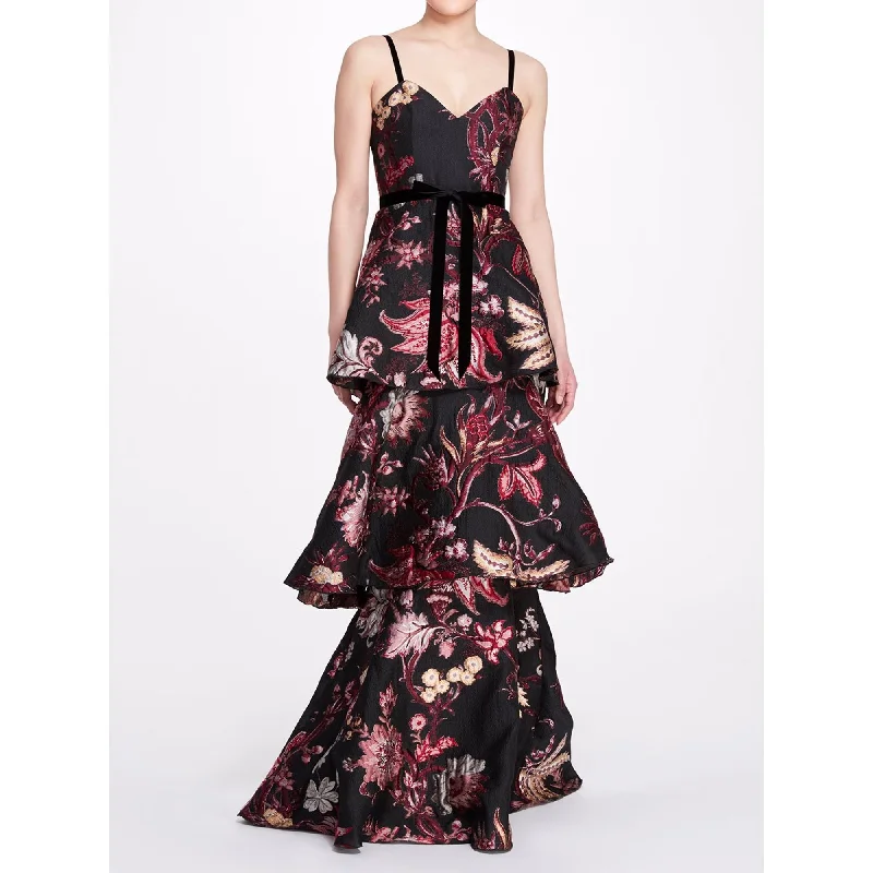 3-Tiered Sleeveless Velvet Gown Ruffled unclassified dresses