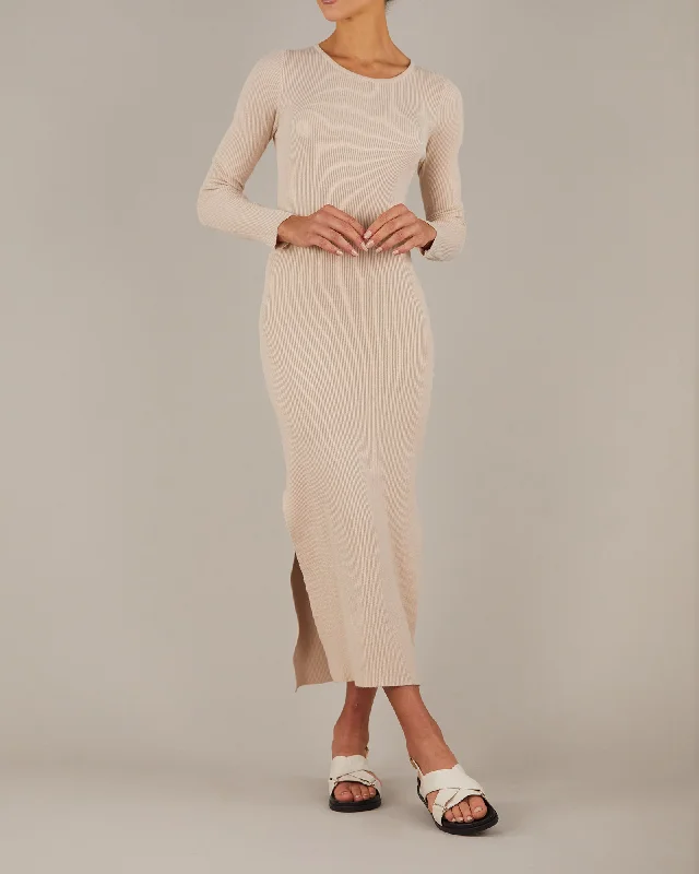 Afina Knit Dress - Beige Cocktail unclassified dresses