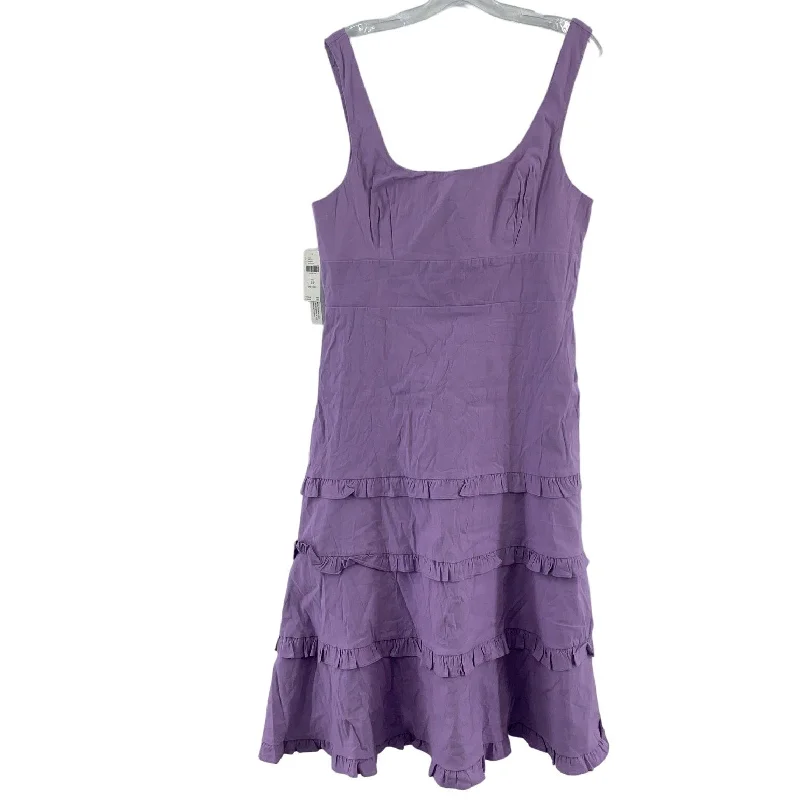 Anthropologie Womens L Petite Lavender Ruffled Fit & Flare Square Neck Dress NWT Y2K unclassified dresses