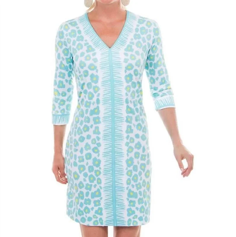 Border Town Dress In Wildcat Turquoise Long sleeve unclassified dresses