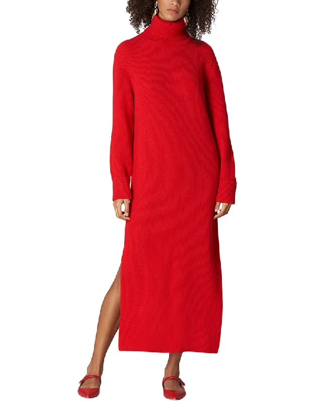 Carolina Herrera Rib Knit Turtleneck Cashmere Dress Bright color unclassified dresses