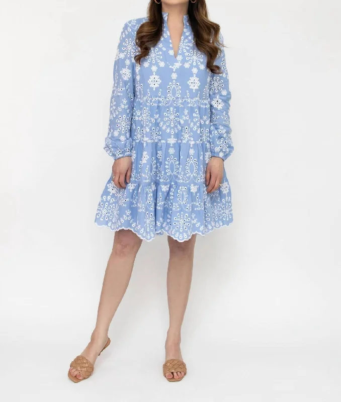 Charlotte Eyelet Dress In Hydrangea Embroidered unclassified dresses