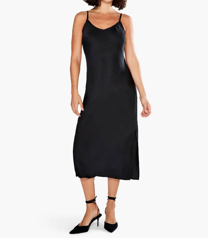 Crepe Slip Dress In Black Onyx Office unclassified dresses