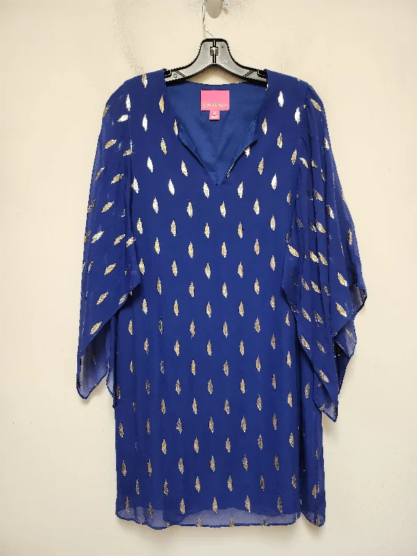 Dress Designer By Lilly Pulitzer In Blue & Gold, Size: 2 Affordable unclassified dresses