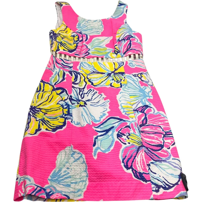 Dress Designer By Lilly Pulitzer In Pink & White, Size: Xs Embroidered unclassified dresses