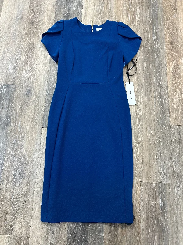 Dress Work By Calvin Klein In Blue, Size: 4 Ruched unclassified dresses