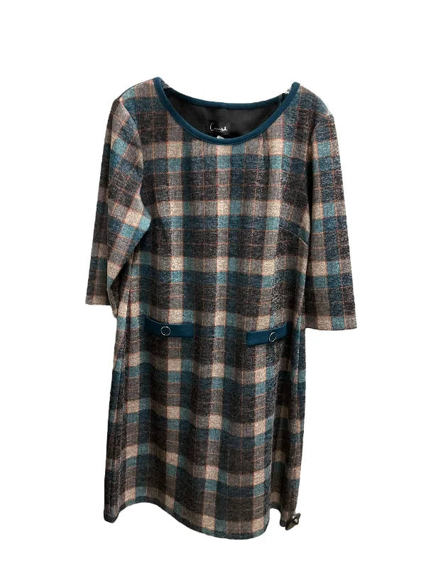 Dress Work By Connected Apparel In Checkered Pattern, Size: 14 Embroidered unclassified dresses