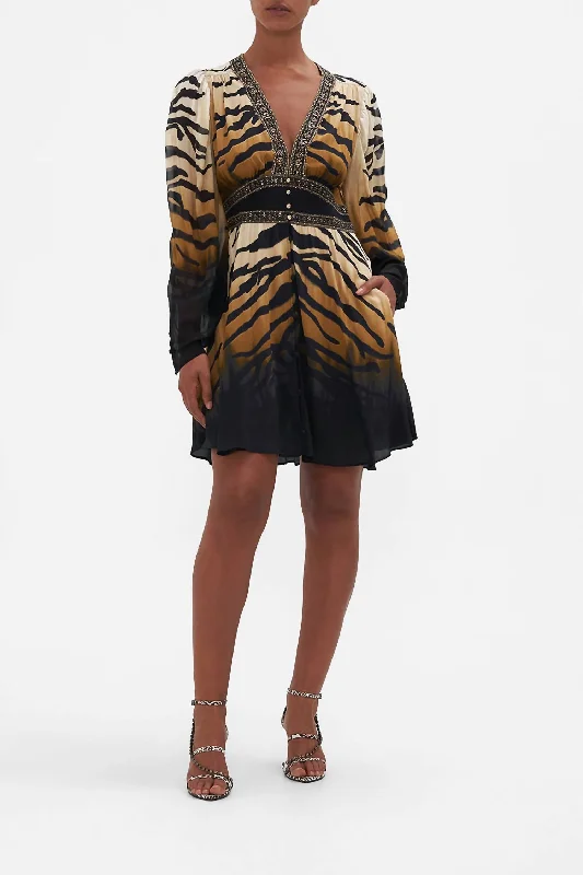 Drop Sleeve Dress With Waistband In Tame My Tiger Soft fabric unclassified dresses