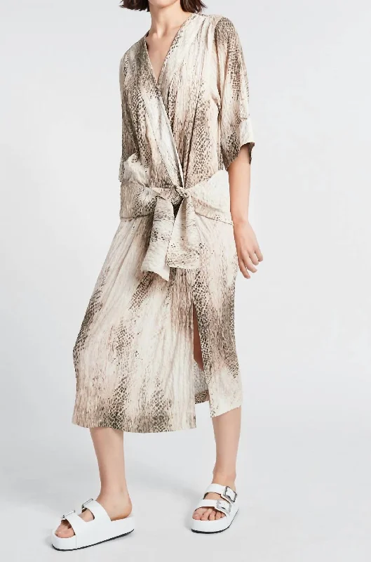 Drop Waist Kimono Dress In Python Print Floral unclassified dresses