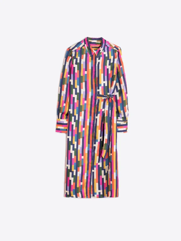 Esther Geometric Silk Print Dress In 72 Striped unclassified dresses