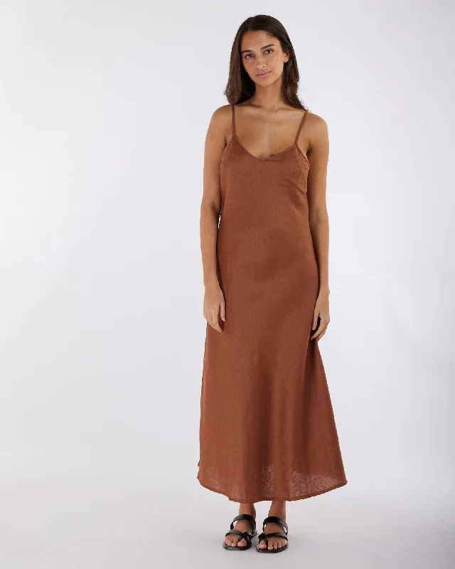 Evangeline Linen Dress - Cinnamon Budget-friendly unclassified dresses