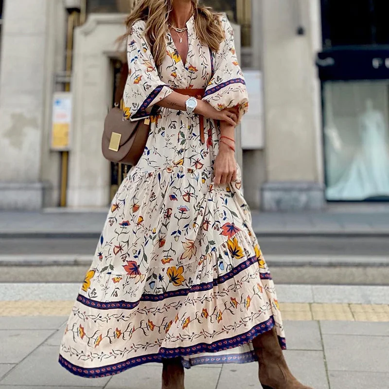 Fashion Essential Bohemian Print Maxi Dress Casual Maxi Outfit