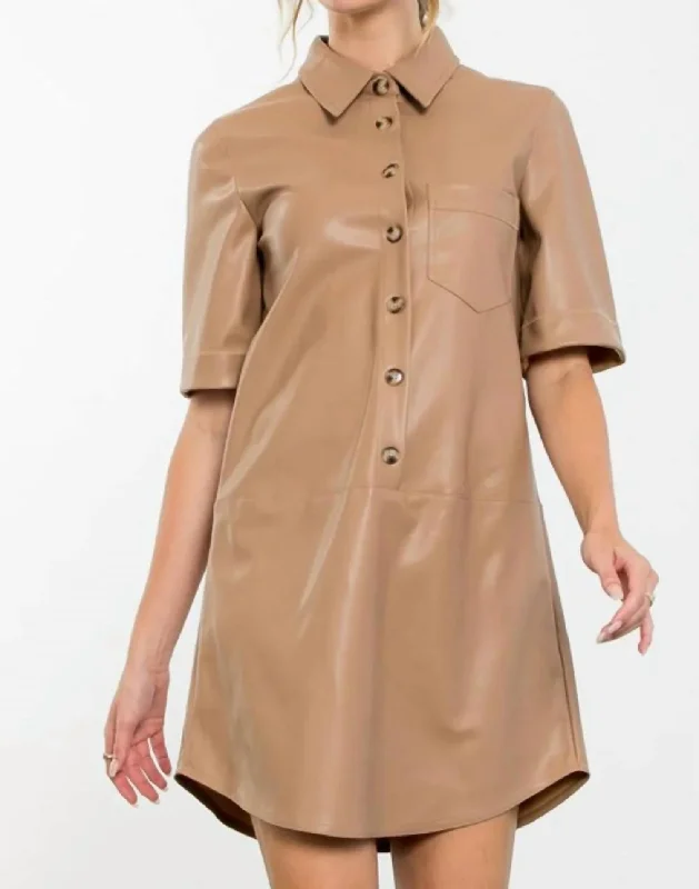 Faux Leather Dress In Beige Y2K unclassified dresses