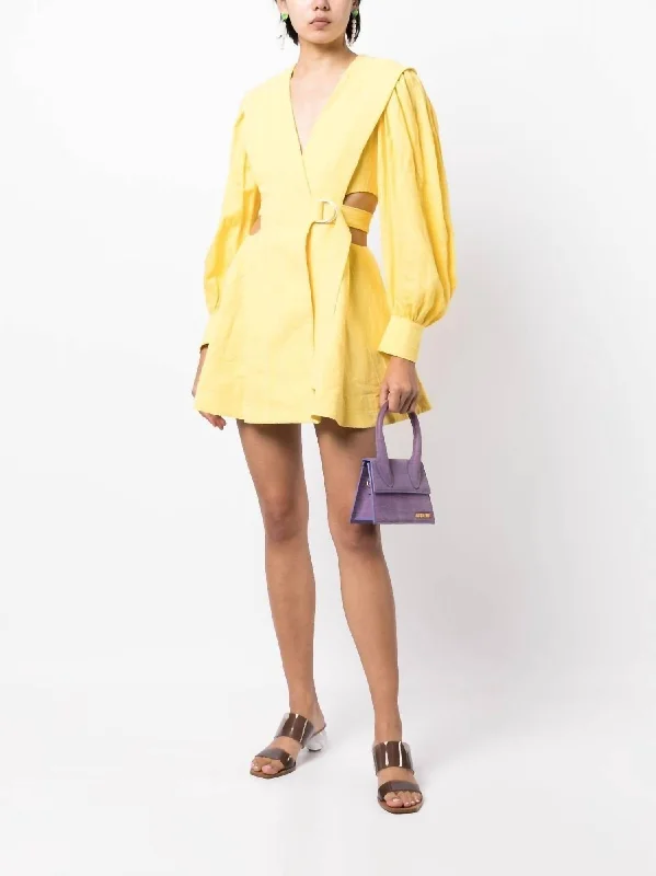 Flitwick Dress In Lemon Yellow Ruffled unclassified dresses