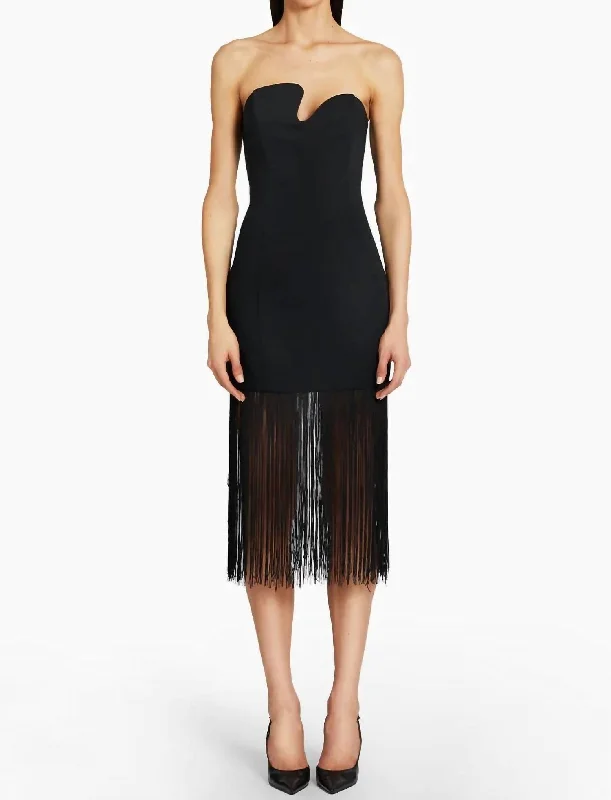 Fringe Puzzle Dress In Black Lounge unclassified dresses