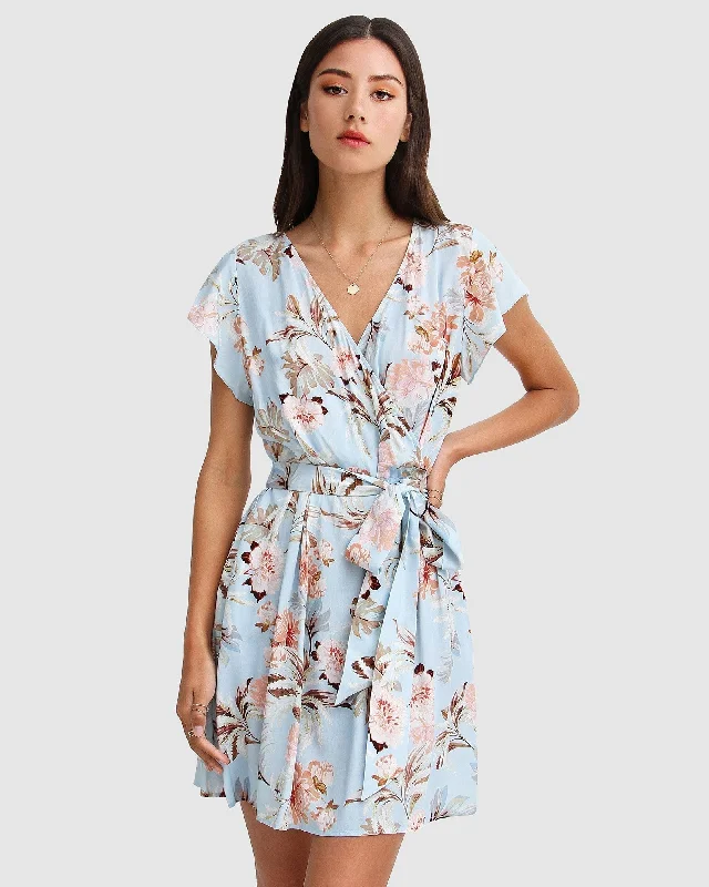 I'm The Star Wrap Dress - Light Blue Bright color unclassified dresses