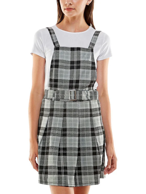 Juniors Womens Woven Plaid Two Piece Dress Comfortable unclassified dresses