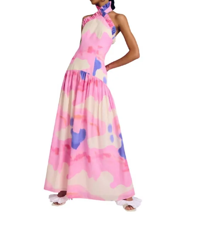 Lara Halter Maxi Dress In Millpa Rosa Slim-fit Maxi Skirt