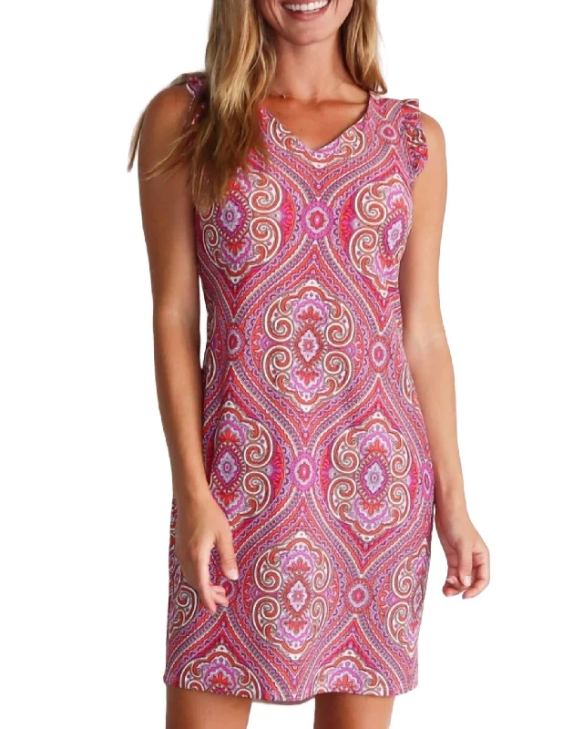 Lulu Dress In Paisley Medallion Hot Pink Metallic unclassified dresses