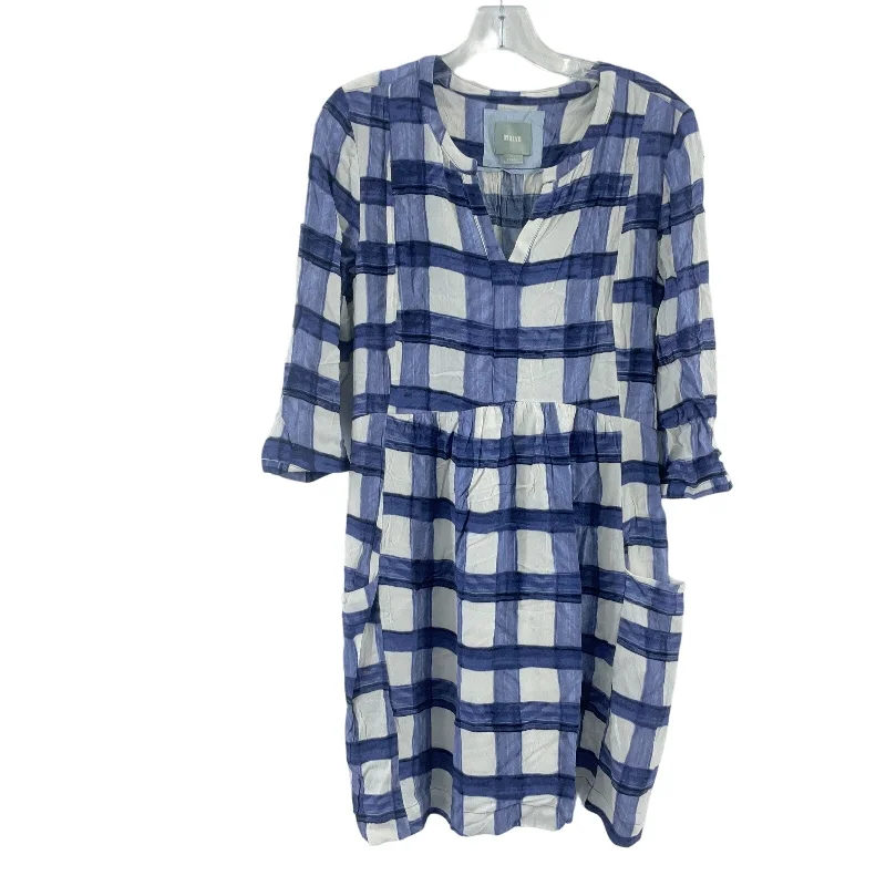 Maeve Anthropologie Blue Watercolor Checkered Dress Women’s XS Viscose Rayon Backless unclassified dresses