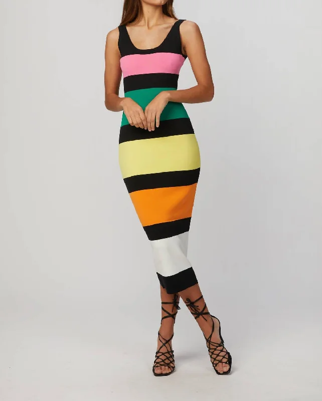 Multi Stripe Dress In Black/multi Stripe Anniversary unclassified dresses