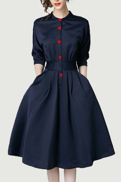 Spring Autumn Vintage Dresses Women Slim 3/4 Sleeve A Line Office Wear Dress Elegant Work Business Dresses Engagement unclassified dresses