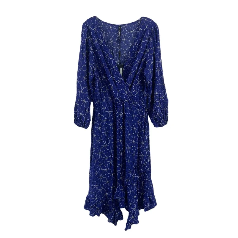 NWT Plenty by Tracy Reese Blue Faux Wrap Ruffle Hem Blouson DressWomen’s Large Wedding guest unclassified dresses