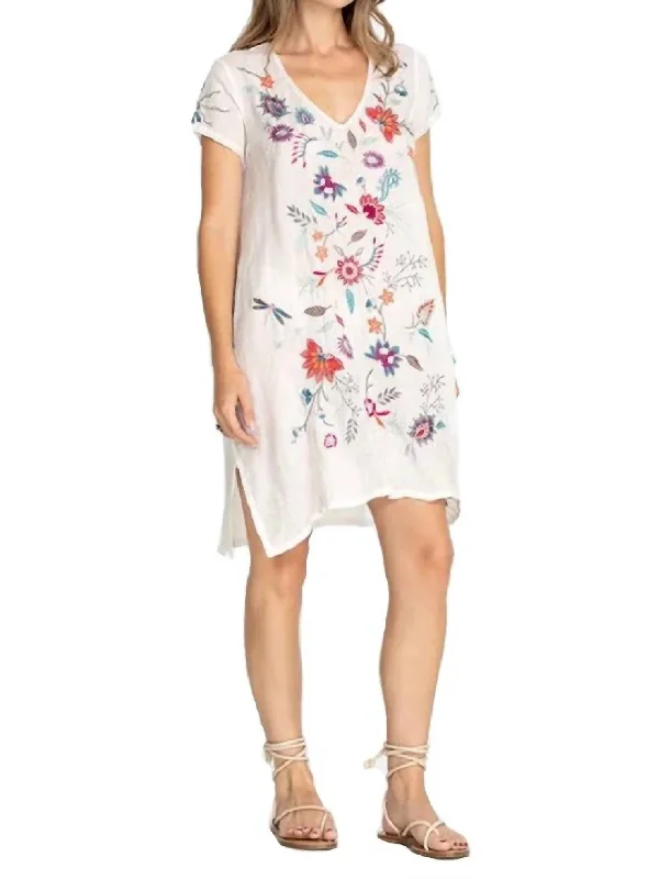 Phoebe Drape Tunic Dress in White Flowy unclassified dresses