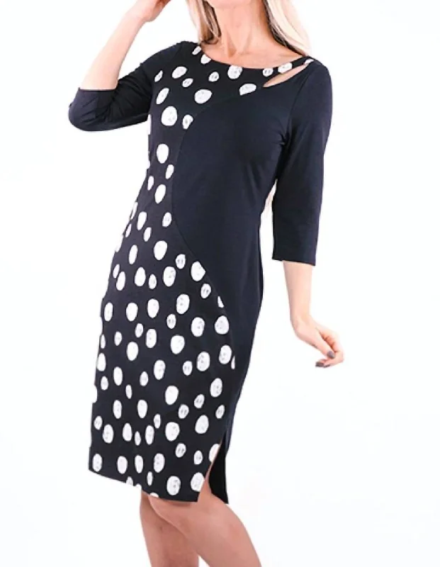 Polka Dot Dress In Black Monochrome unclassified dresses