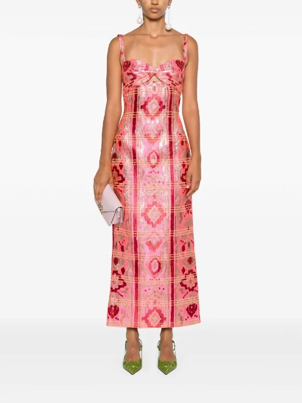 Powerful Stitches Maxi Dress In Pink Boho Maxi Skirt