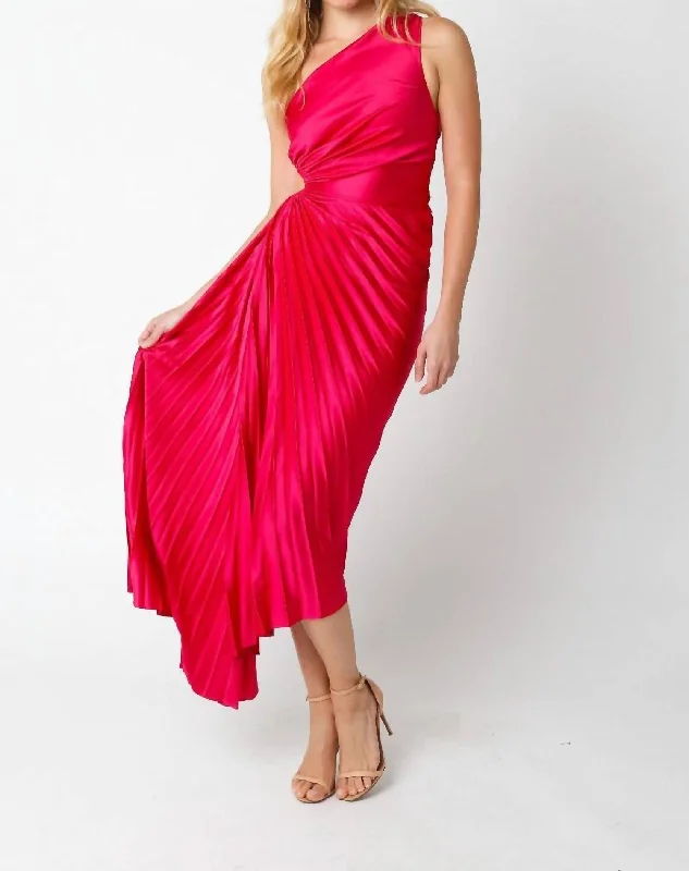 Priscilla Pleated Dress In Fuchsia Boho unclassified dresses