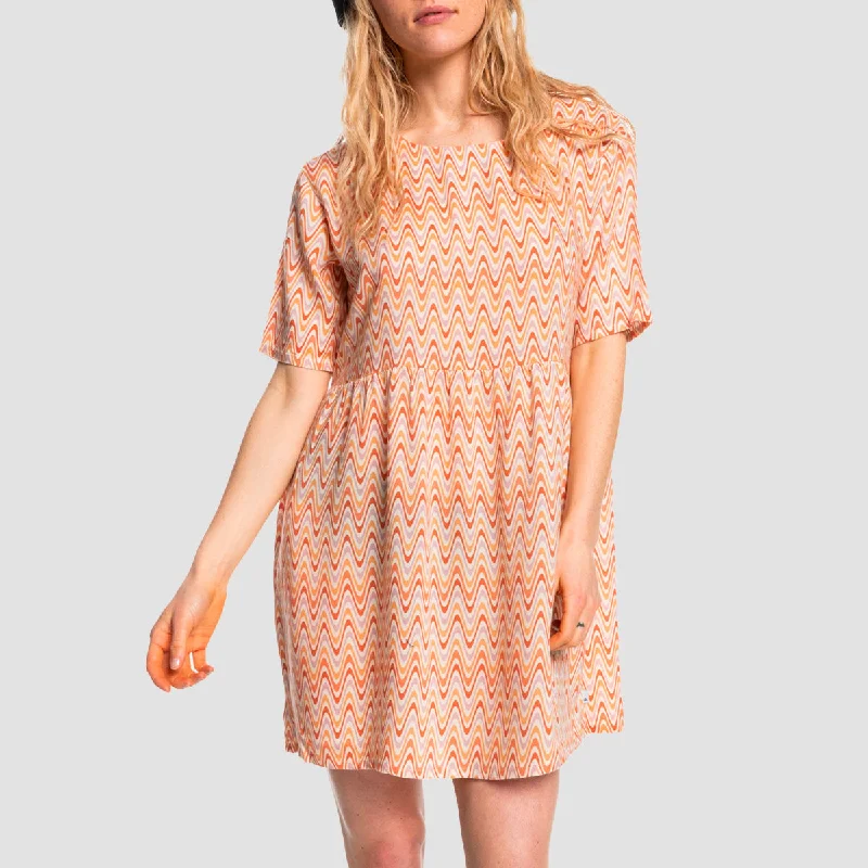 Quiksilver Cosmic Ripple Dress Cosmic Ripples Bleached Mauve - Womens Ruffled unclassified dresses