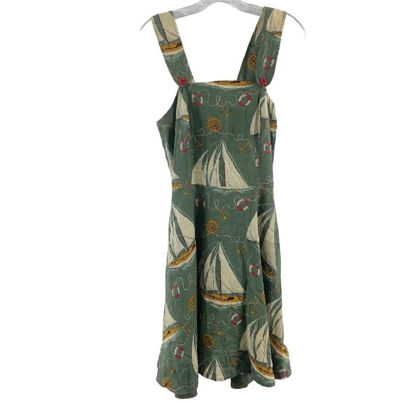 Ralph Lauren Sport Green Sailboat Nautical Linen Pinafore A-Line Dress Women’s 2 Gothic unclassified dresses