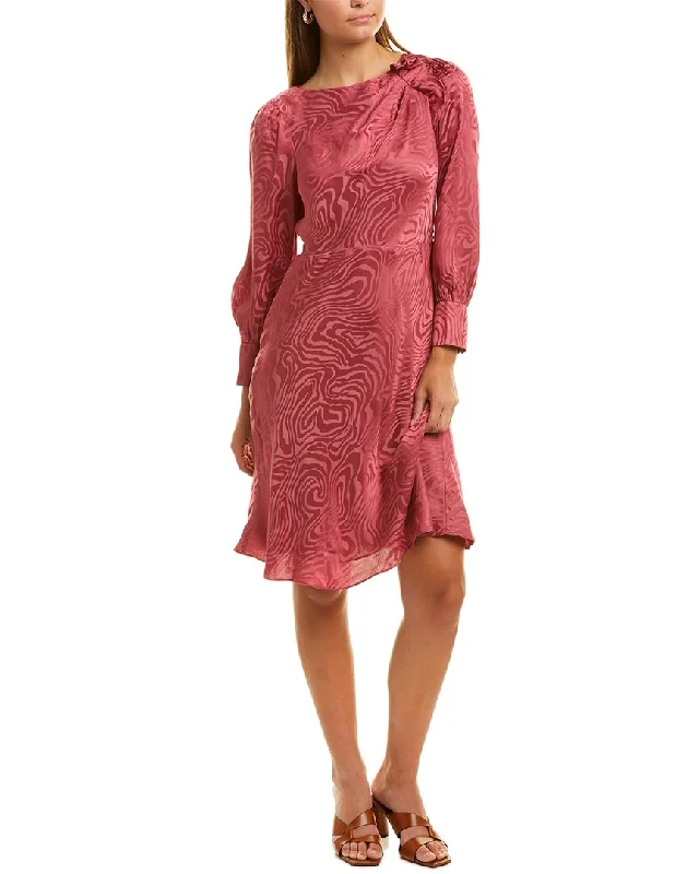 Rebecca Taylor Swirl Jacquard Silk-Blend Dress Boho unclassified dresses