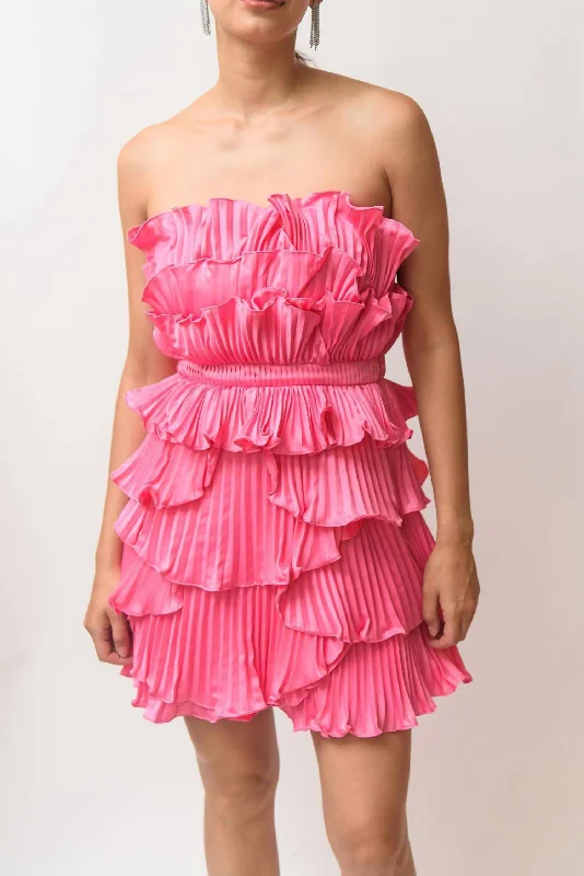 Reed Pleather Shell Dress In Watermelon Sour Formal unclassified dresses