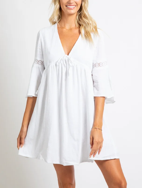 Rusty USA Celyn Beach Dress White WHITE Short unclassified dresses