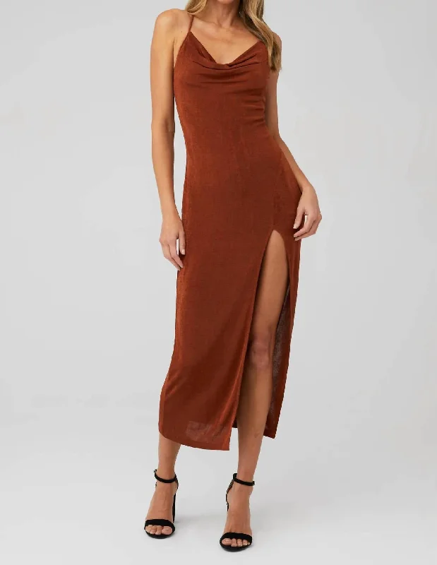 Slinky Slip Dress In Cinnamon Bright color unclassified dresses