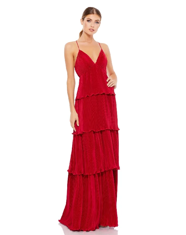 Spaghetti Strap Ruffle Layered Maxi Dress Flowing Maxi Skirt