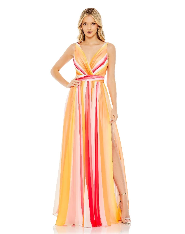 Striped Multi Sleeveless Gown Summer unclassified dresses