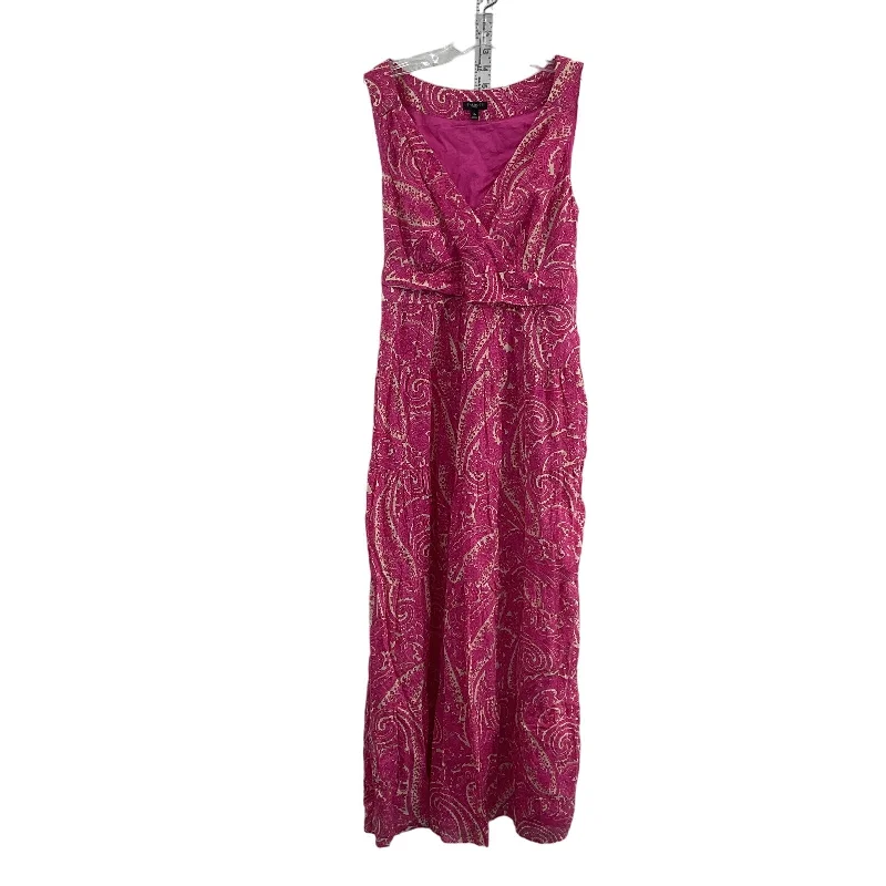 Talbots Petites Pink Womens Paisley Wrap Dress Cotton A-Line Size 14 Preowned Casual chic unclassified dresses