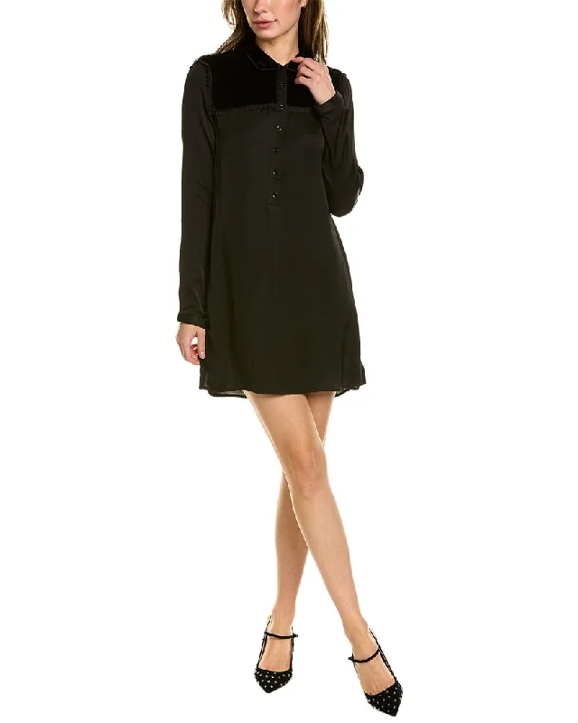 The Kooples Velvet Yoke Shift Dress Satin unclassified dresses